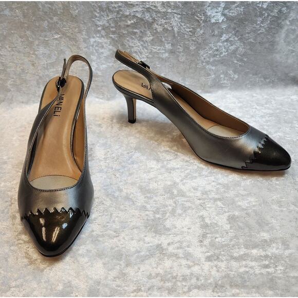 Vaneli Liddy Pewter Nappa/PT Gray Kitten Heels-Size 9.5M - Picture 1 of 10
